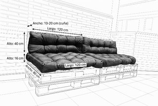 Sofá Palets Terraza con Cojines Grises