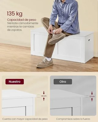 Baúl Puff Banco Almacenaje 100cm Vasagle LSB164W01