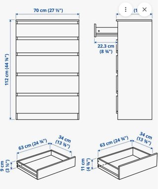 Cómoda MALM 6 cajones blanca
