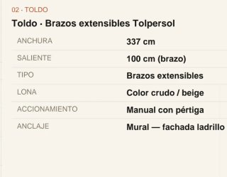 Toldo Tolpersol Beige/Blanco