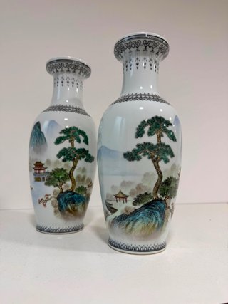 Jarrones de porcelana chinos pintados a mano