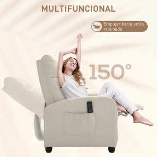 Sillón relax polipiel beige
