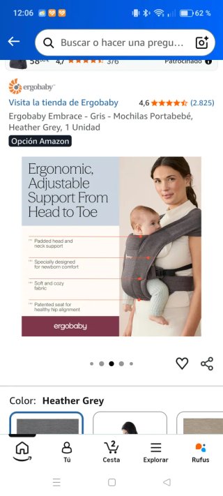 Mochila Portabebés Ergonómica Gris