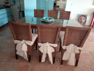 Comedor Madera Antigua 6 Sillas Mimbre