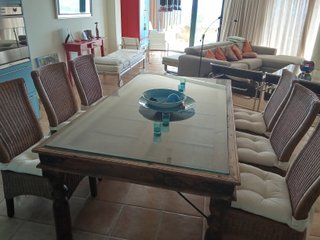 Comedor Madera Antigua 6 Sillas Mimbre