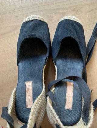 Sandalias tacón de esparto negras