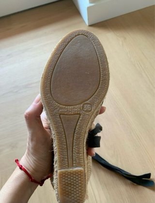 Sandalias tacón de esparto negras