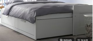 Diván cama blanco con colchones y 2 cajones 80x200