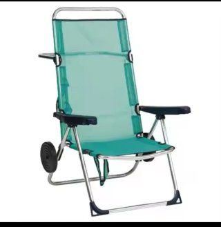 Silla de playa con ruedas y bandeja Sin uso