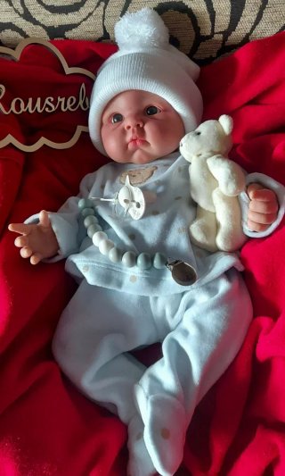 Reborn niño silicona platino 47cm piel blanquita