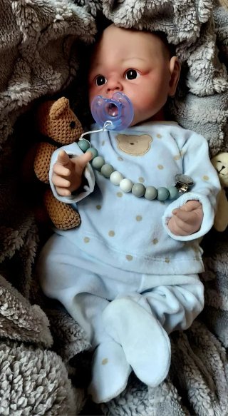 Reborn niño silicona platino 47cm piel blanquita