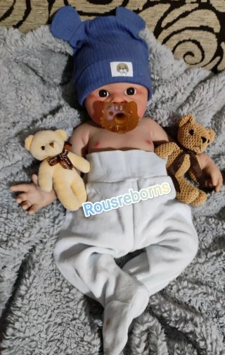 Reborn niño silicona platino 47cm piel blanquita