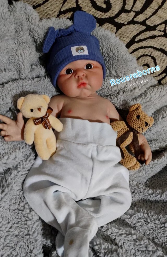 Reborn niño silicona platino 47cm piel blanquita