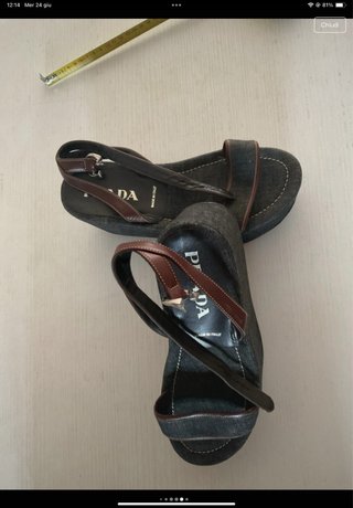 Sandali Prada Denim Marrone Donna