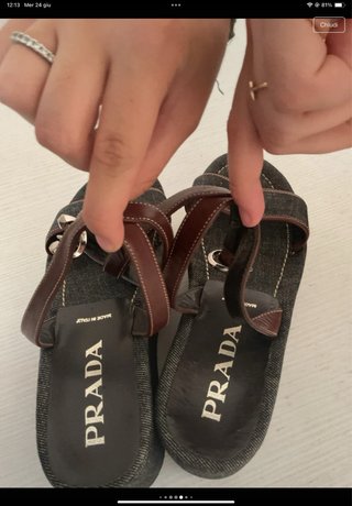 Sandali Prada Denim Marrone Donna