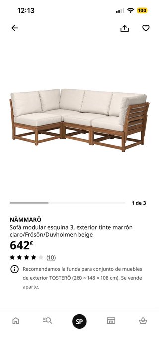 Sofá modular IKEA NÄMMARO exterior