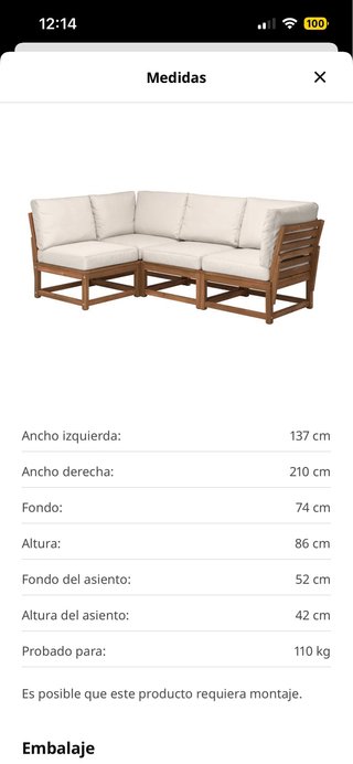 Sofá modular IKEA NÄMMARO exterior