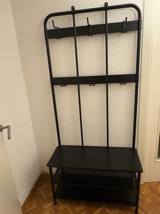 Perchero y banco zapatero negro Ikea