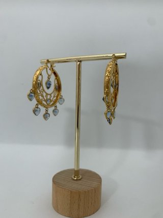 Aretes Aro Agua Marina - Oro 18k
