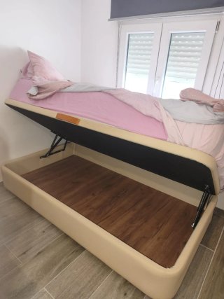 Canape abatible 105cm Beige/Marrón