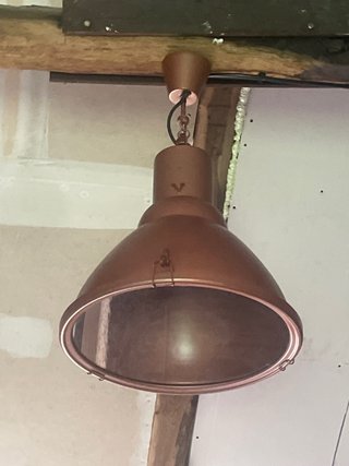 Lámpara cobre industrial colgante. Diámetro 43 cm.