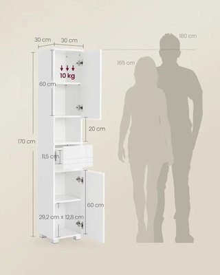 Mueble Armario de Baño Blanco VASAGLE BBC560P31V