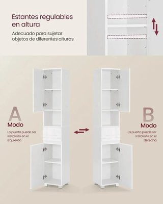 Mueble Armario de Baño Blanco VASAGLE BBC560P31V