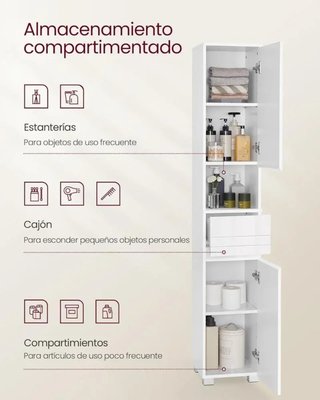 Mueble Armario de Baño Blanco VASAGLE BBC560P31V