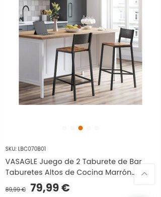 Juego de 2 Taburete de Bar VASAGLE LBC070B01