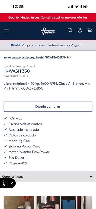 Lavadora Hoover 10kg Nueva
