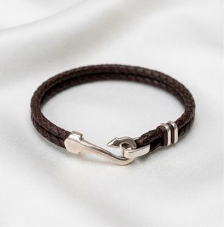Pulsera cuero trenzado y acero