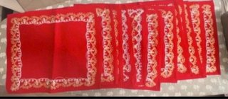 Tovaglia con tovaglioli tessuto rosso giallo