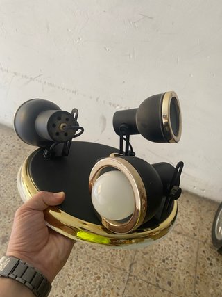 Lámpara Plafón Negro y Dorado