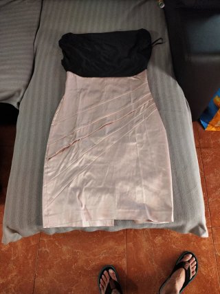Vestido de cóctel negro y rosa talla 40
