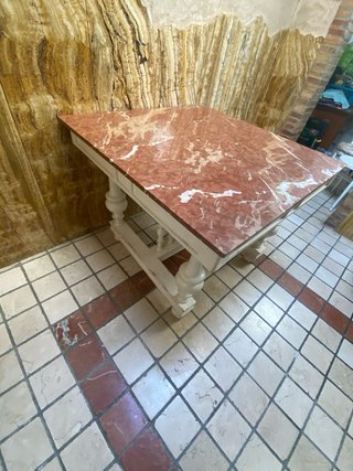 Mesa auxiliar antigua mármol y madera