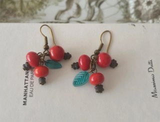 Pendientes Massimo Dutti Coral  Rojo