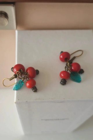 Pendientes Massimo Dutti Coral  Rojo