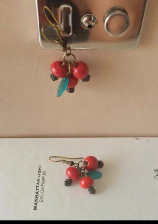Pendientes Massimo Dutti Coral  Rojo