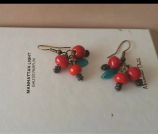 Pendientes Massimo Dutti Coral  Rojo