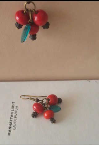 Pendientes Massimo Dutti Coral  Rojo
