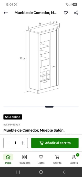 Mueble Comedor y Vitrina Madera y Cristal
