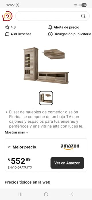 Mueble Comedor y Vitrina Madera y Cristal