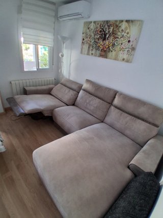 Chaiselongue motorizado 1 plaza beige/gris