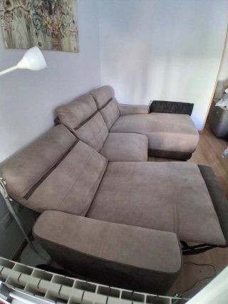 Chaiselongue motorizado 1 plaza beige/gris