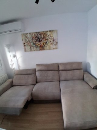 Chaiselongue motorizado 1 plaza beige/gris