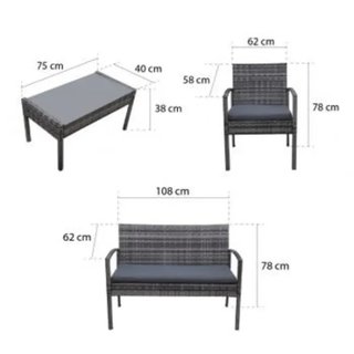 Conjunto Jardín 4 Plazas Sofá Mesa Lisbon Aluminio