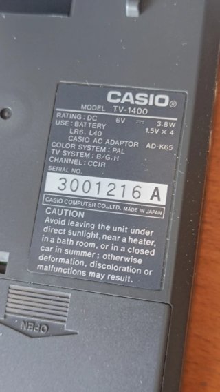Casio TV-1400 Televisión Portátil LCD Color