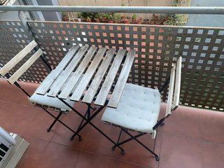 Mesa y 2 Sillas Plegables Jardín