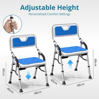 NUEVO! Silla Ducha Plegable Azul y Plata