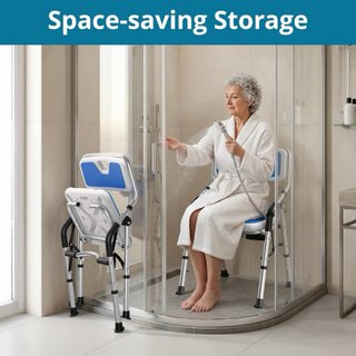 NUEVO! Silla Ducha Plegable Azul y Plata